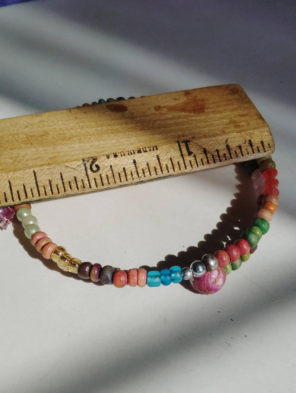 Handcrafted Multicolor Beaded Wire Wrap Bracelet Southwestern Colors OSFM